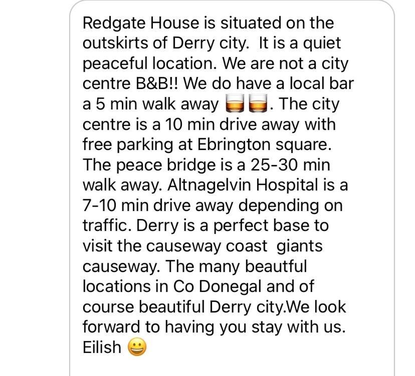 Redgate House Bed & Breakfast Londonderry Exteriör bild